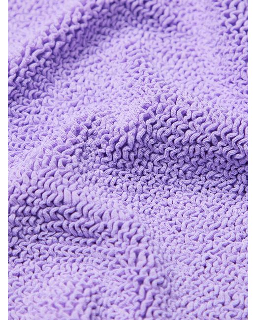 Hunza G Purple Ribbed Square-Neck Swimsuit