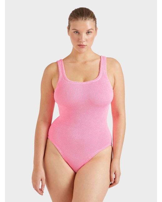 Hunza G Pink Coverage Square Neck Swim
