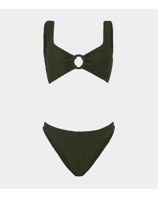 Hunza G Green Julia Bikini With Tonal Hoops