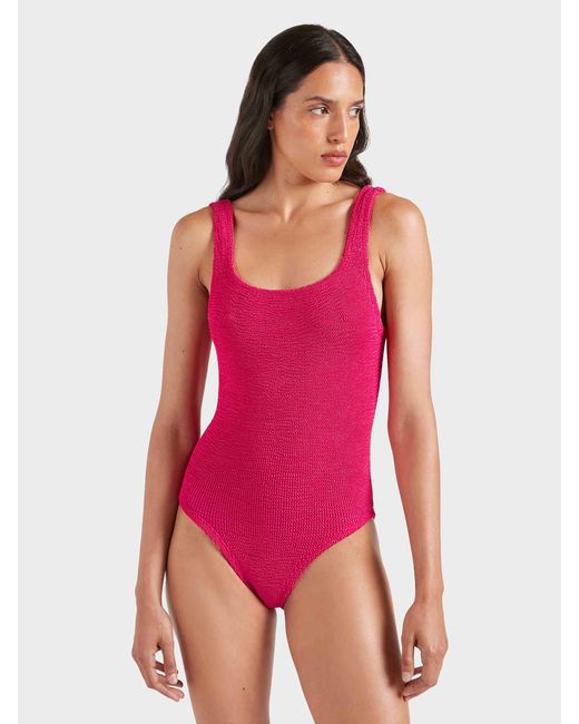 Hunza G Pink Coverage Square Neck Swim