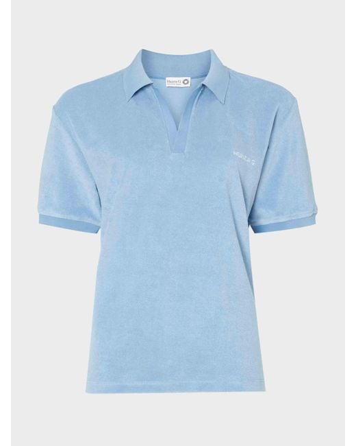 Hunza G Blue Terry Towelling Polo