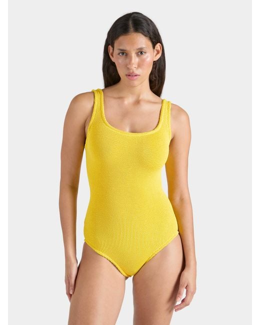 Hunza G Yellow Coverage Square Neck Swim