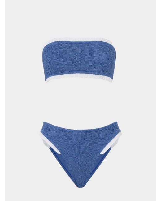 Hunza G Blue Tracey Frill Bikini