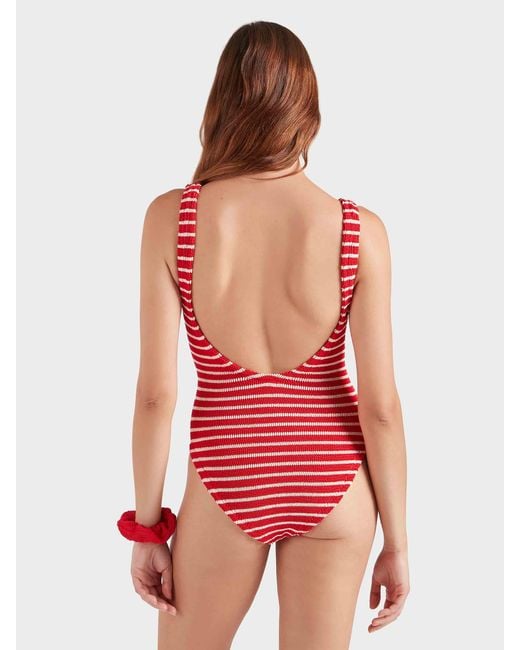 Hunza G Red Coverage Square Neck Swim