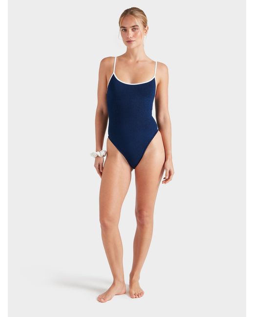 Hunza G Blue Pamela Swim Contrast