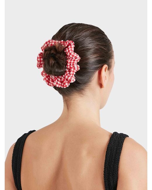 Hunza G Red Gingham Scrunchie