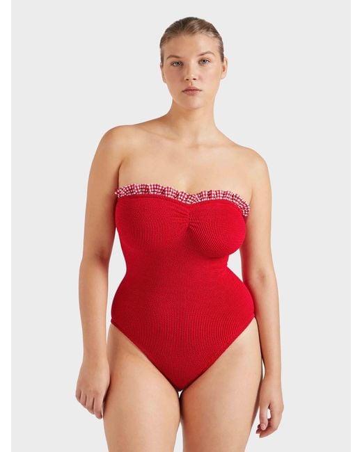 Hunza G Red Dolly Scoop Neck Swimsuit