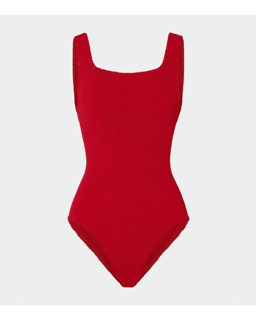 Hunza G Red Coverage Square Neck Swim