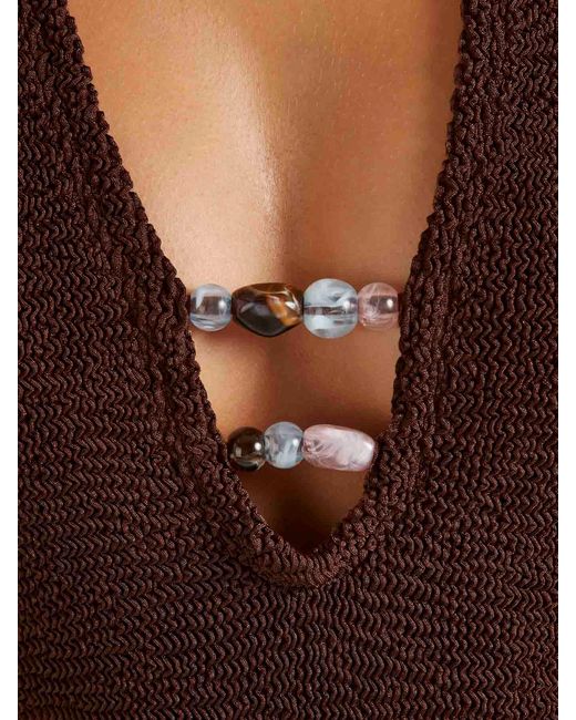 Hunza G Brown Adriana Beaded Swim
