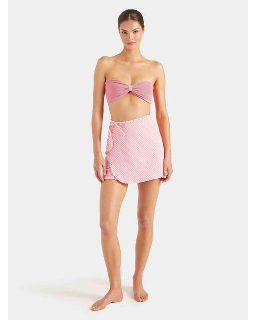 Hunza G Pink Gingham Seersucker Short Sarong