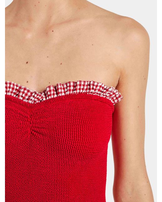 Hunza G Red Dolly Scoop Neck Swimsuit