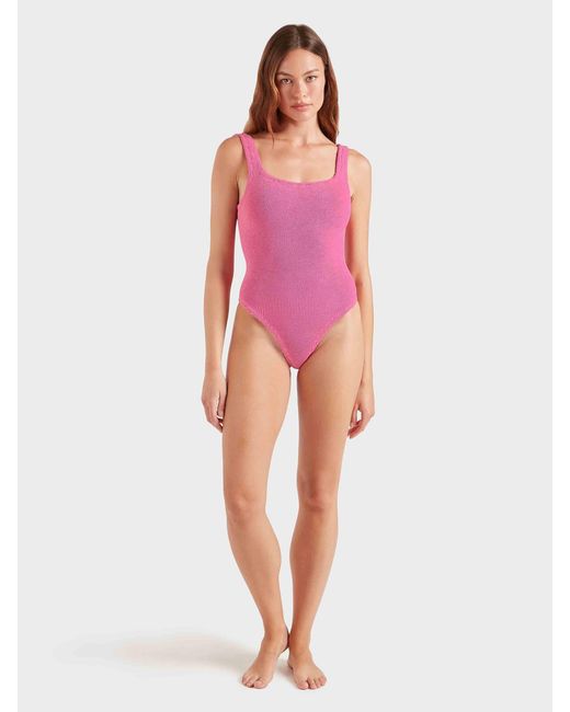Hunza G Pink Coverage Square Neck Swim