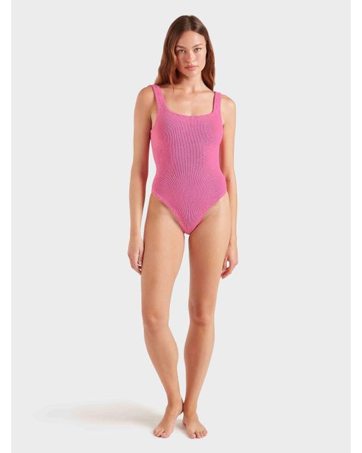 Hunza G Pink Coverage Square Neck Swim