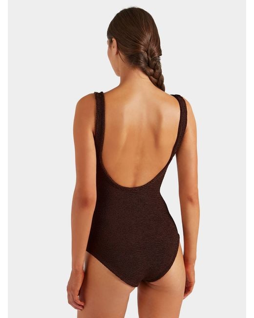 Hunza G Brown Coverage Celine Swim With Tonal Hoops