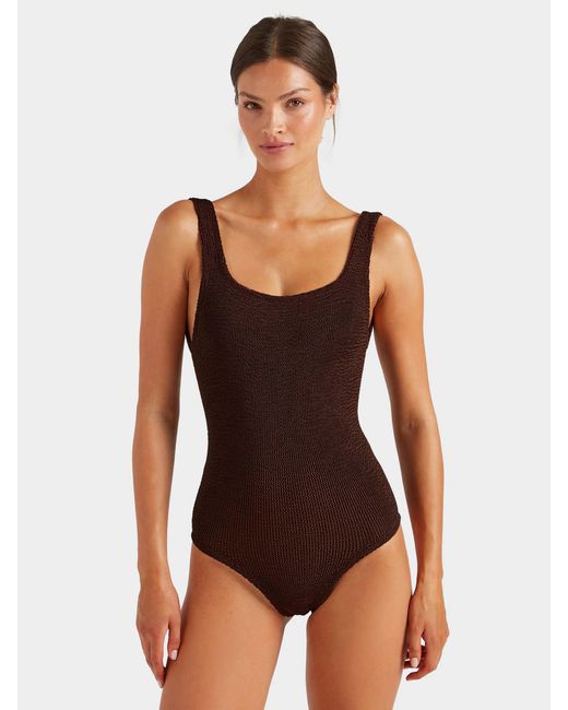Hunza G Brown Coverage Square Neck Swim