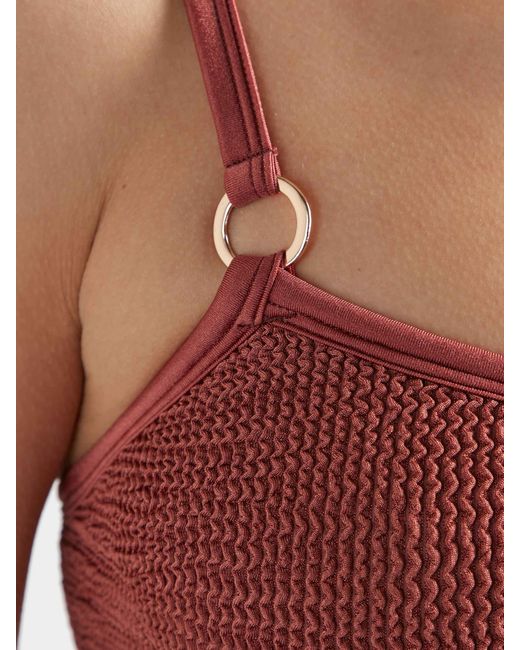 Hunza G Red Iris Bikini Withgold Hoops