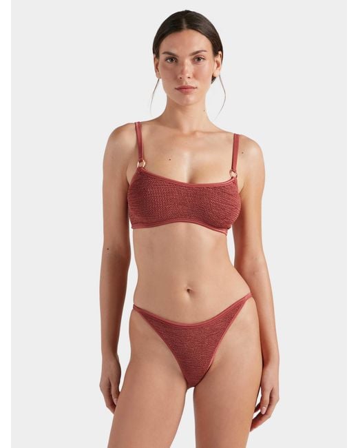 Hunza G Red Iris Bikini Withgold Hoops