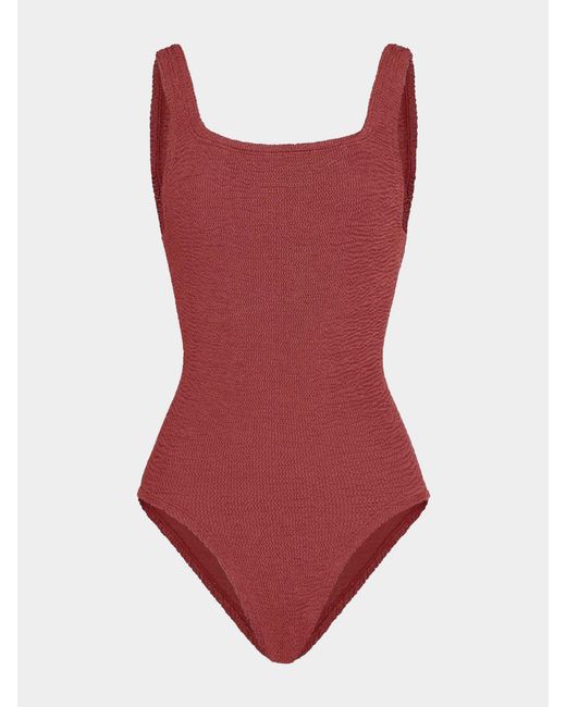 Hunza G Red Coverage Square Neck Swim