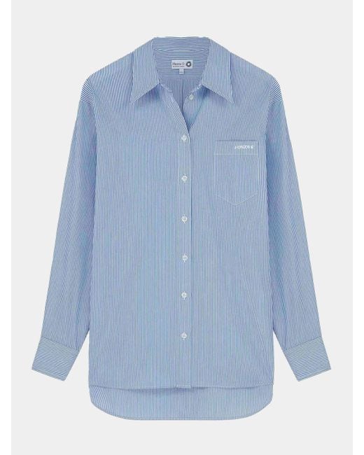 Hunza G Blue Embroidered Oversized Shirt
