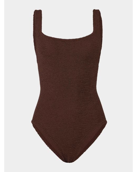 Hunza G Brown Coverage Square Neck Swim