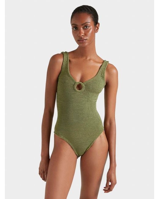 Hunza G Green Coverage Celine Swim With Tonal Hoops