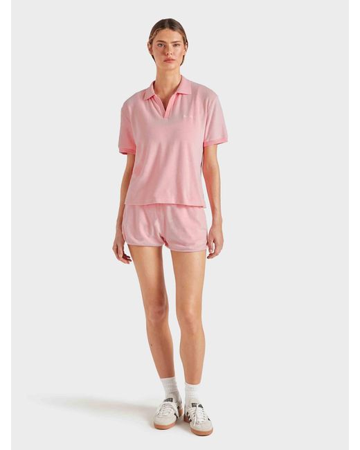 Hunza G Pink Terry Towelling Polo