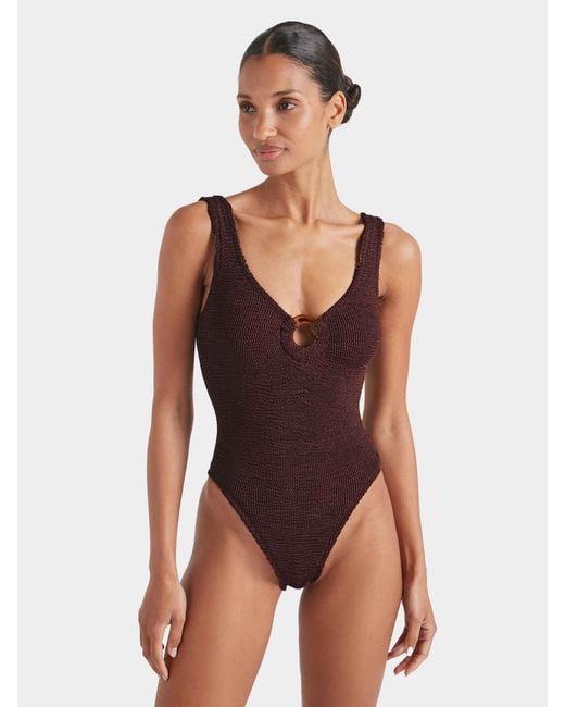 Hunza G Brown "Celine Swim" One Piece Swimsuit