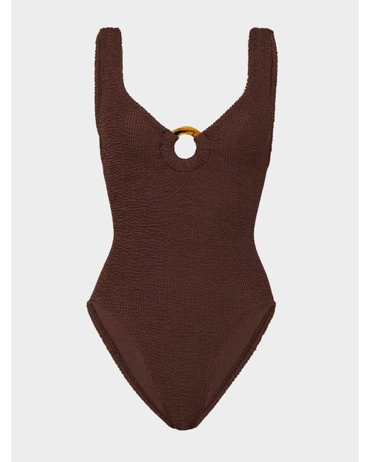 Hunza G Brown "Celine Swim" One Piece Swimsuit