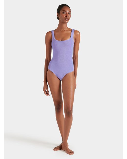 Hunza G Purple Coverage Square Neck Swim