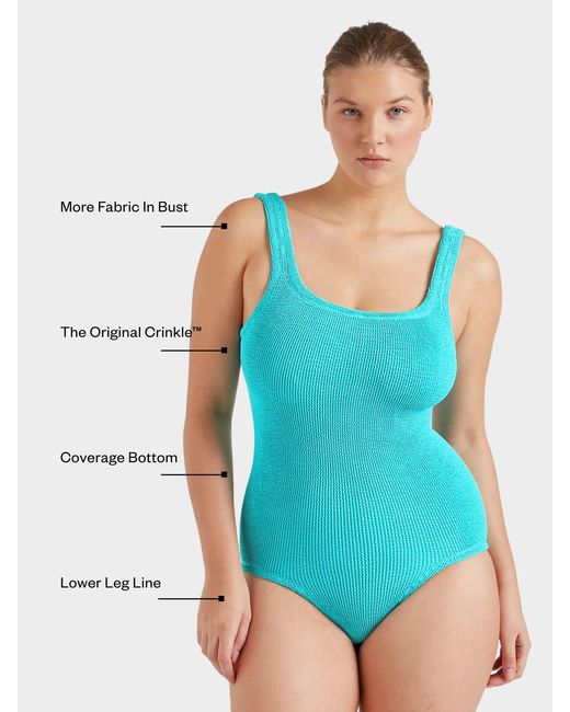 Hunza G Blue Coverage Square Neck Swim