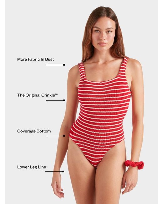 Hunza G Red Coverage Square Neck Swim
