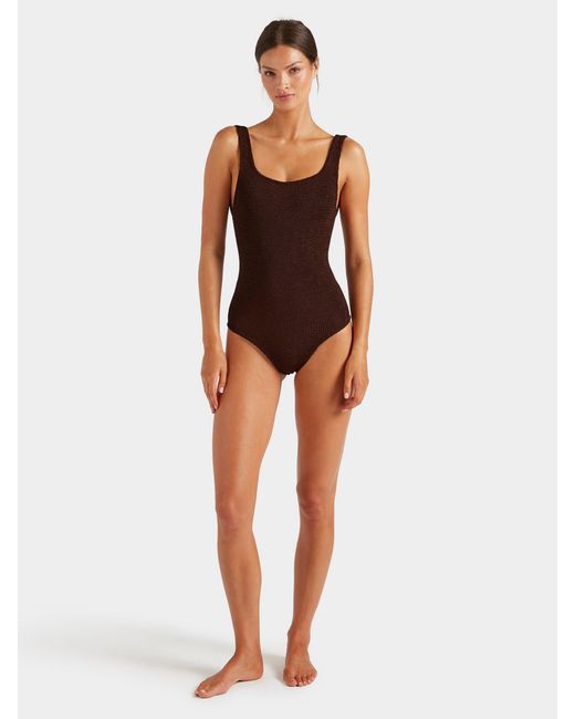 Hunza G Brown Coverage Square Neck Swim