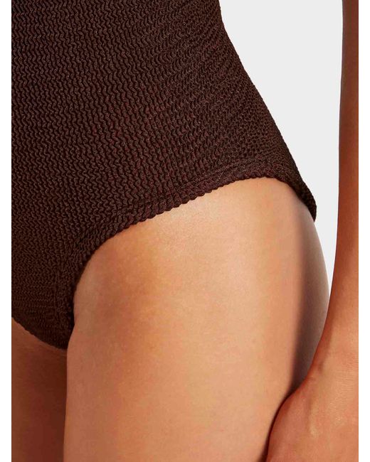 Hunza G Brown Coverage Square Neck Swim
