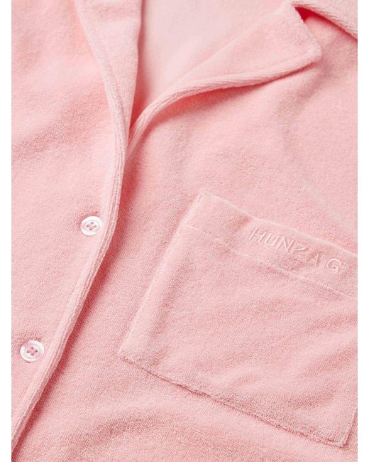 Hunza G Pink Terry Towelling Cuban Shirt