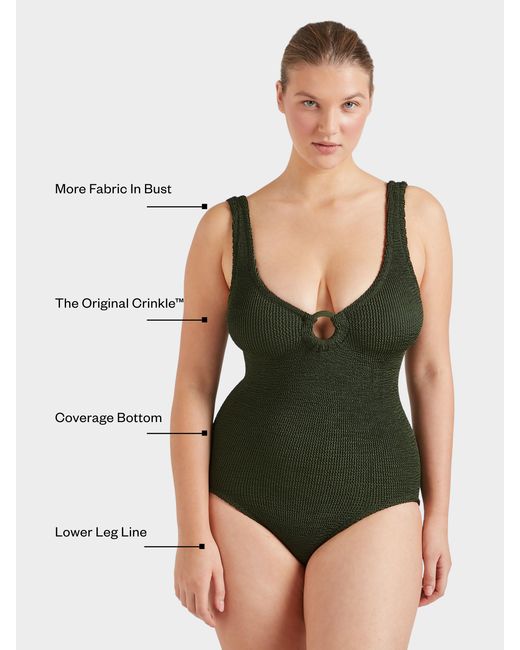 Hunza G Green Coverage Celine Swim With Tonal Hoops