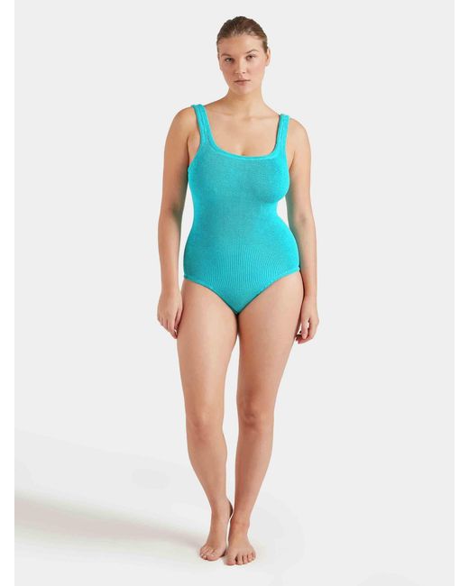 Hunza G Blue Coverage Square Neck Swim