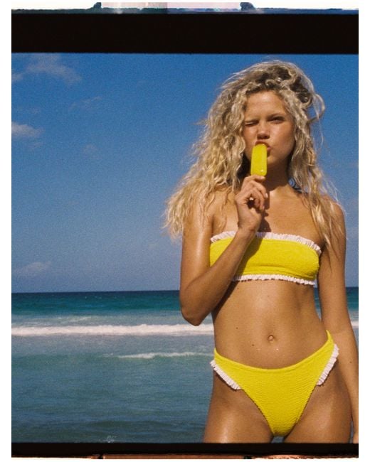 Hunza G Yellow Tracey Frill Bikini