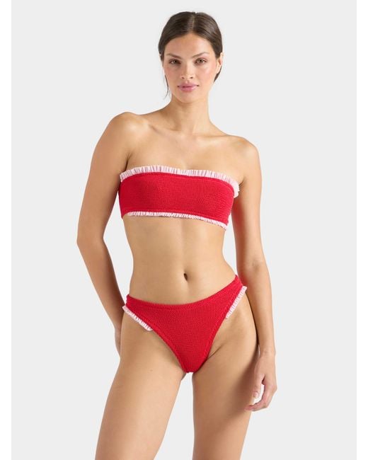 Hunza G Red Tracey Frill Bikini- Sunflower
