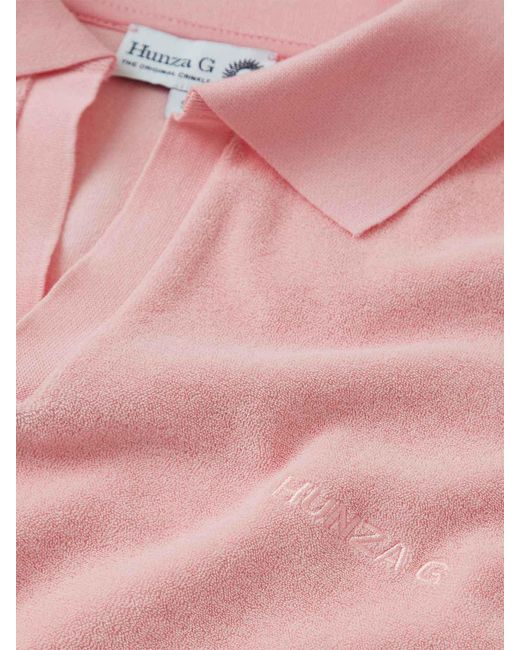 Hunza G Pink Terry Towelling Polo
