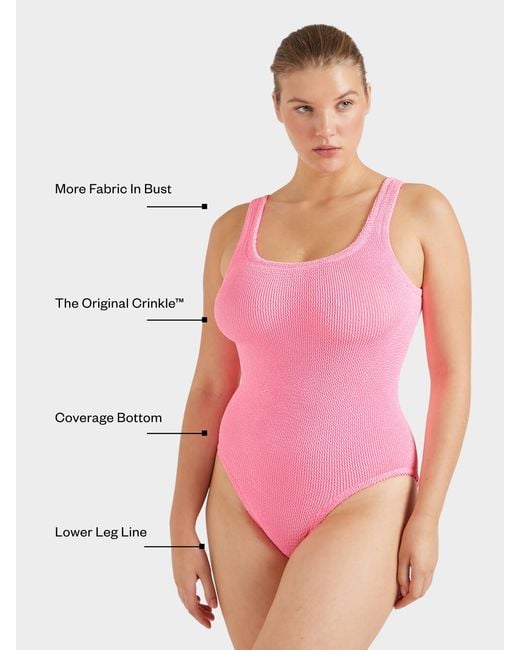 Hunza G Pink Coverage Square Neck Swim