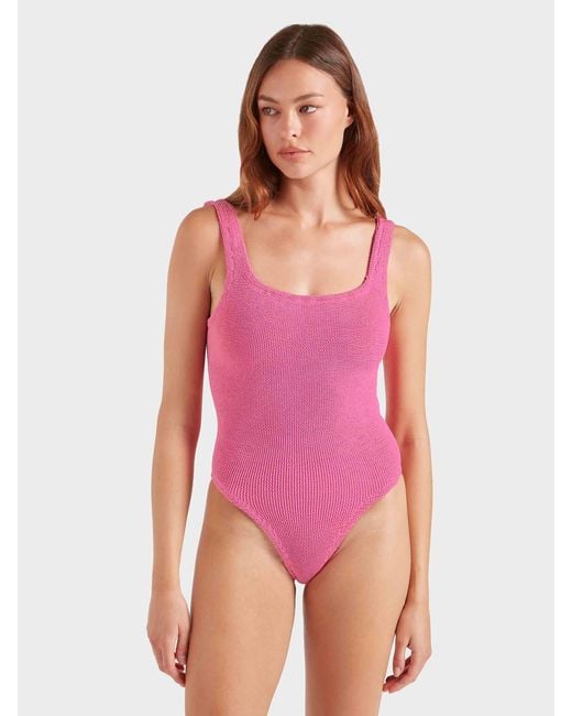 Hunza G Pink Coverage Square Neck Swim