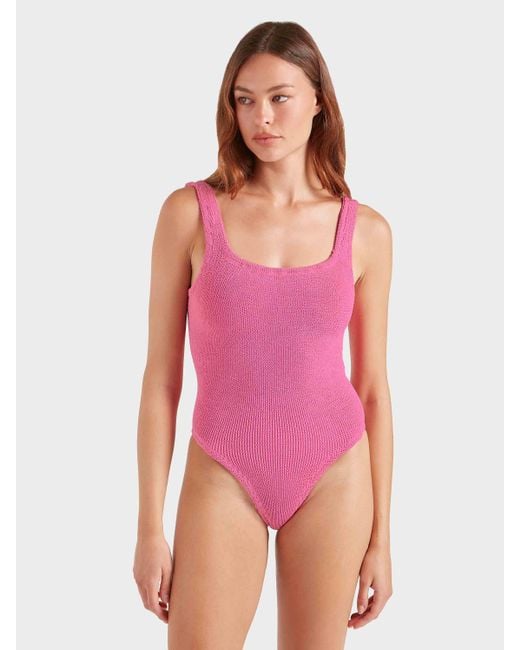 Hunza G Pink Coverage Square Neck Swim