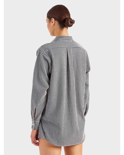 Hunza G Gray Gingham Seersucker Shirt