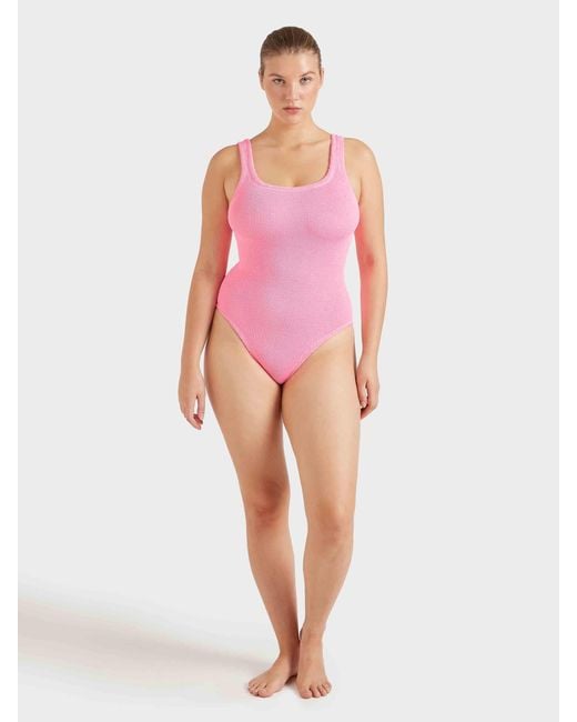 Hunza G Pink Coverage Square Neck Swim