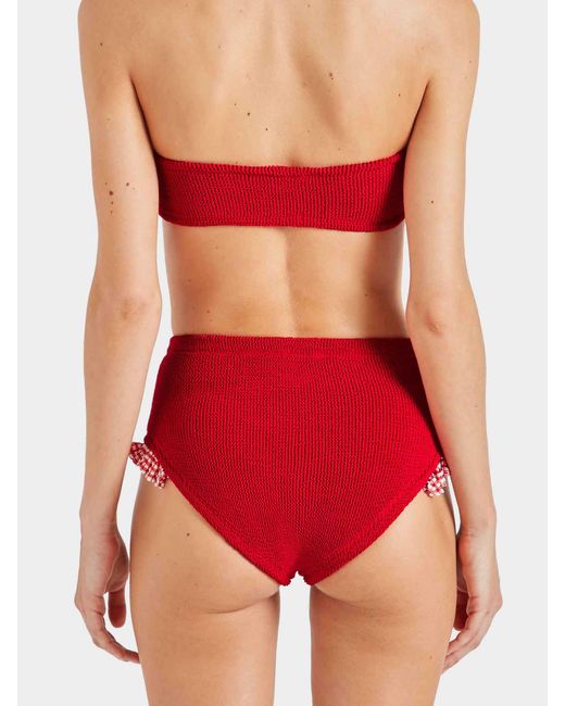 Hunza G Red High Waist Bikini Bottom