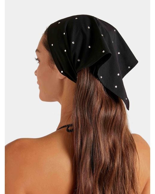 Hunza G Black Sofia Swarovski Uv Protective Headscarf
