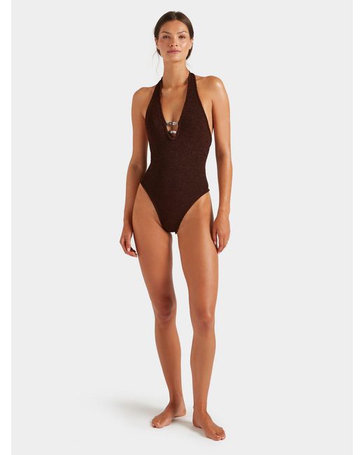 Hunza G Brown Adriana Beaded Swim