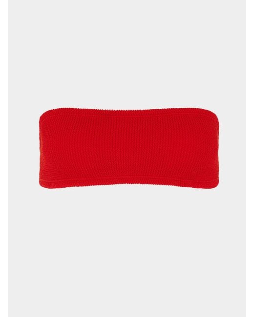 Hunza G Red Bandeau Bikini Top