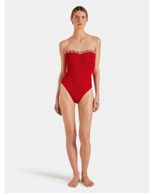 Hunza G Red Dolly Scoop Neck Swimsuit