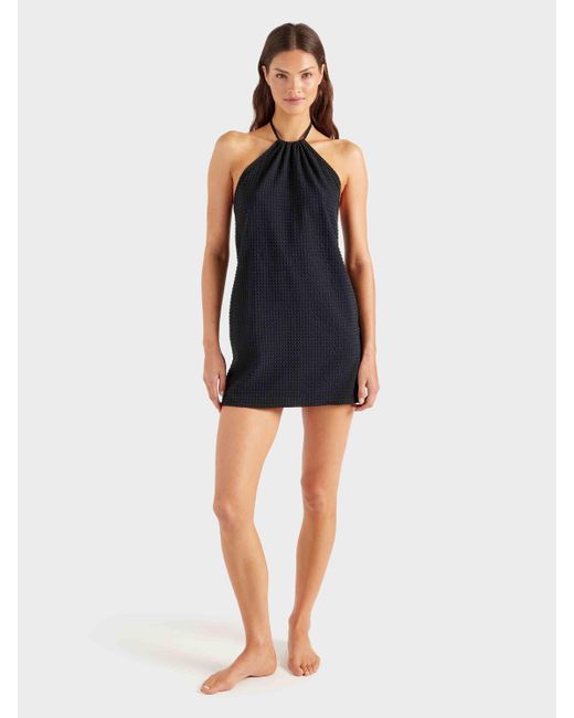 Hunza G Black Seersucker Mini Dress